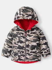 Boys Camo Puffer Coat Hooded Jacket Winter Warm Kids Clothes