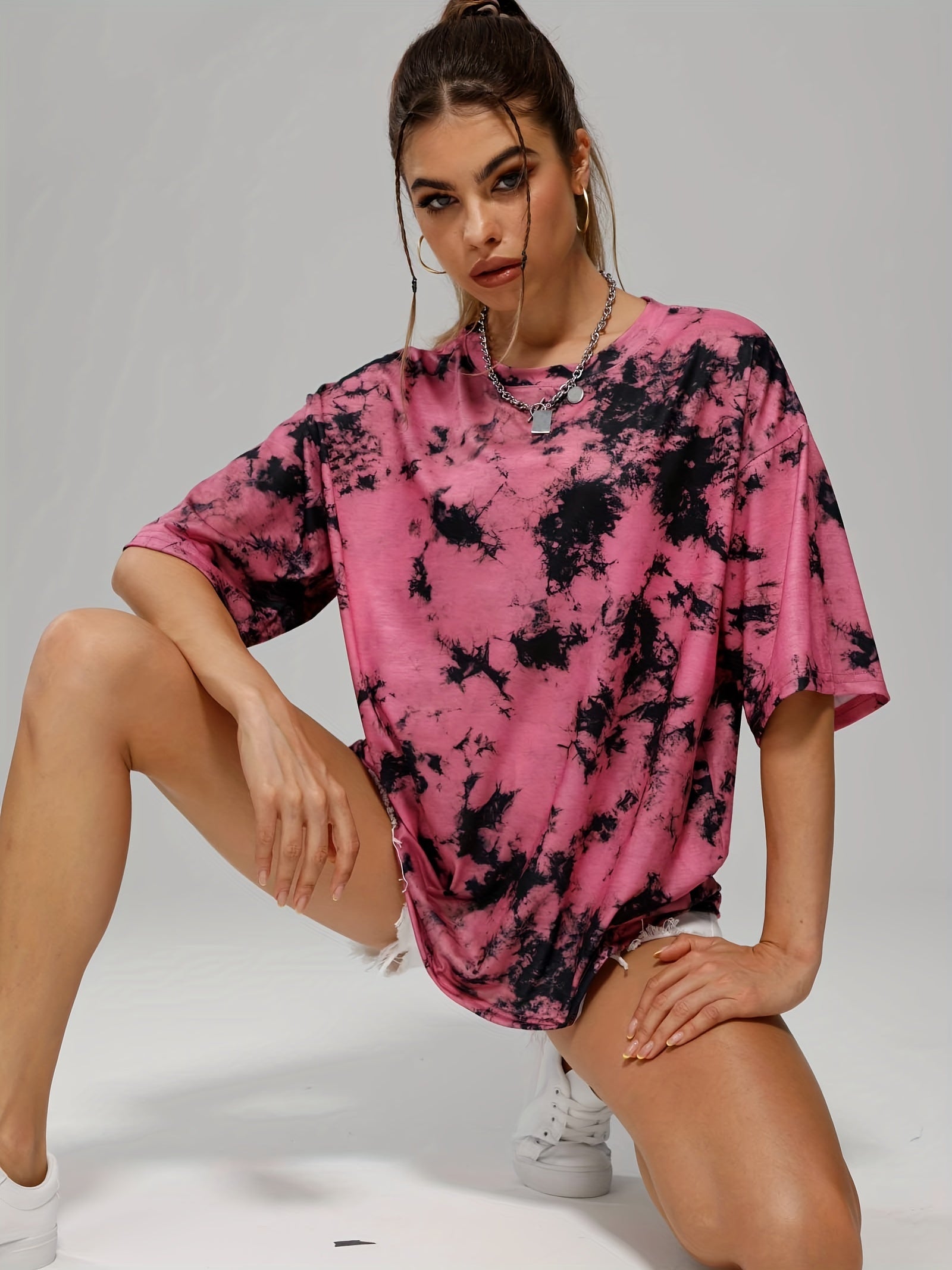 Tie Dye T-shirt Short Sleeve Casual Tee Women's Tops