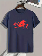 Dragon Pattern Print Men's Sports T-shirt - Summer Outdoor Clothing