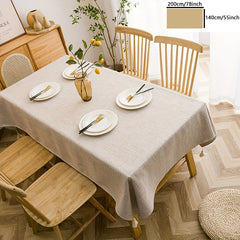 Boho Linen Tablecloth with Tassels for Dining Room, Beige