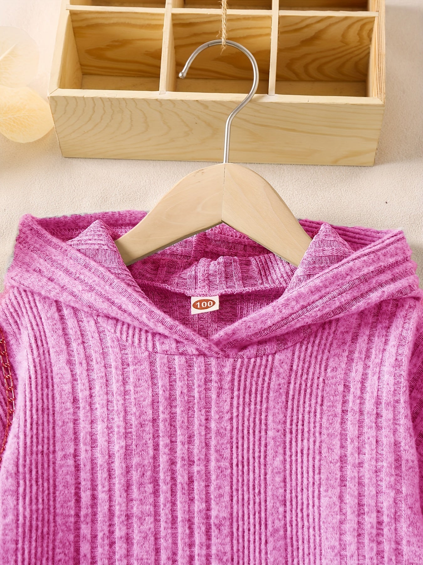 Girl's Ribbed Hoodie & Pants Set for Spring Fall