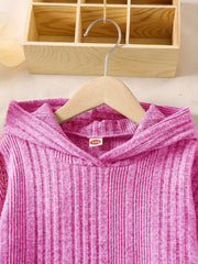 Girl's Ribbed Hoodie & Pants Set for Spring Fall