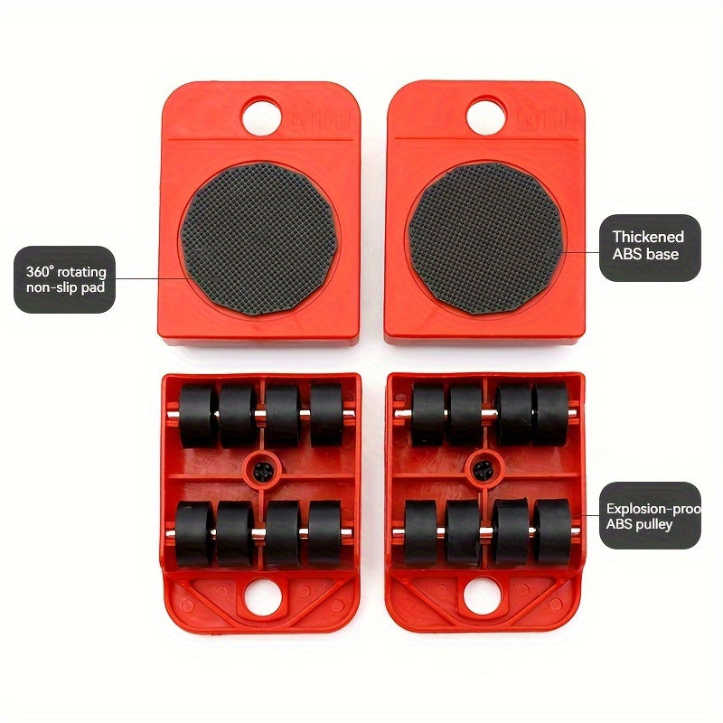 5pcs Universal Wheel Set Moving Mover Pulley Base