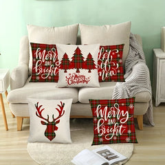 Plaid Christmas Pillow Cover for Home Decor