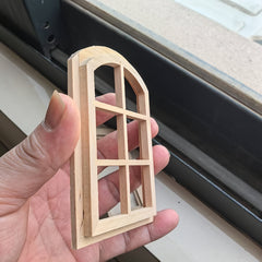 Mini Arch Top Round Head Window 6 Grids Dollhouse Fairy House Decoration