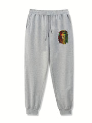Lion Pattern Joggers Men s Stretch Waist Sports Pants