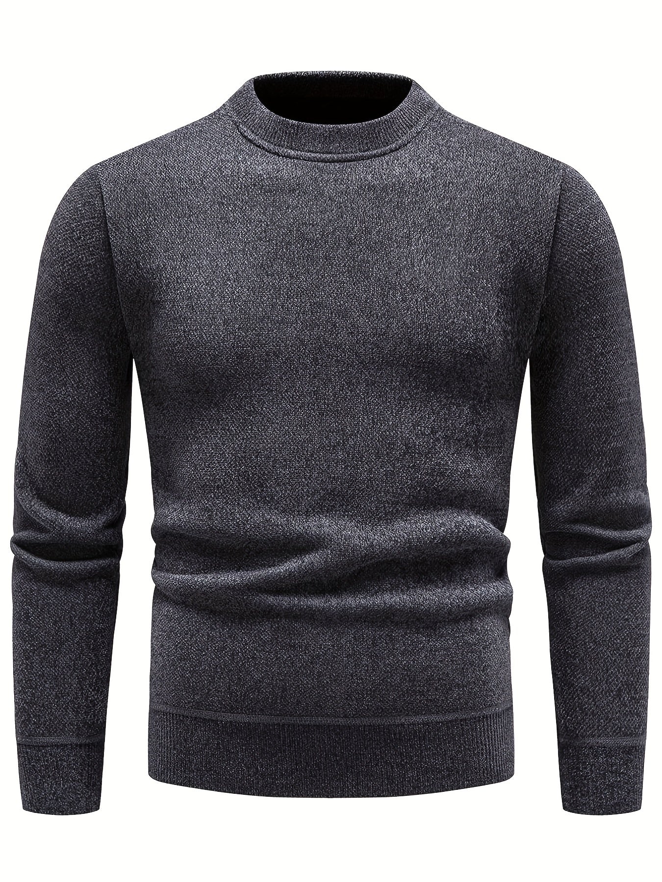 Knitted Solid Sweater Men's Crew Neck Pullover