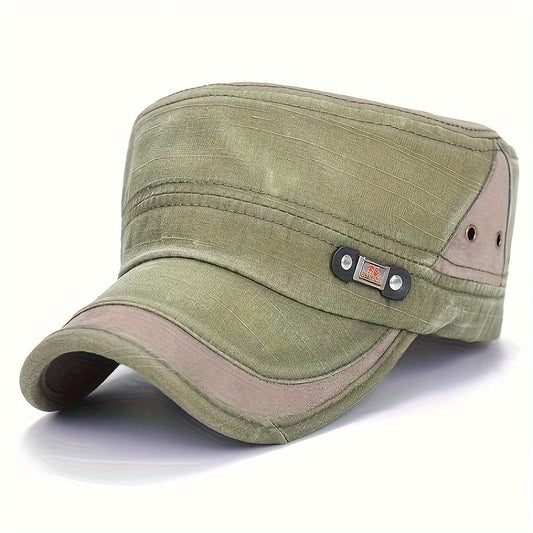 Men's Distressed Vintage Military Flat Top Sun Hat