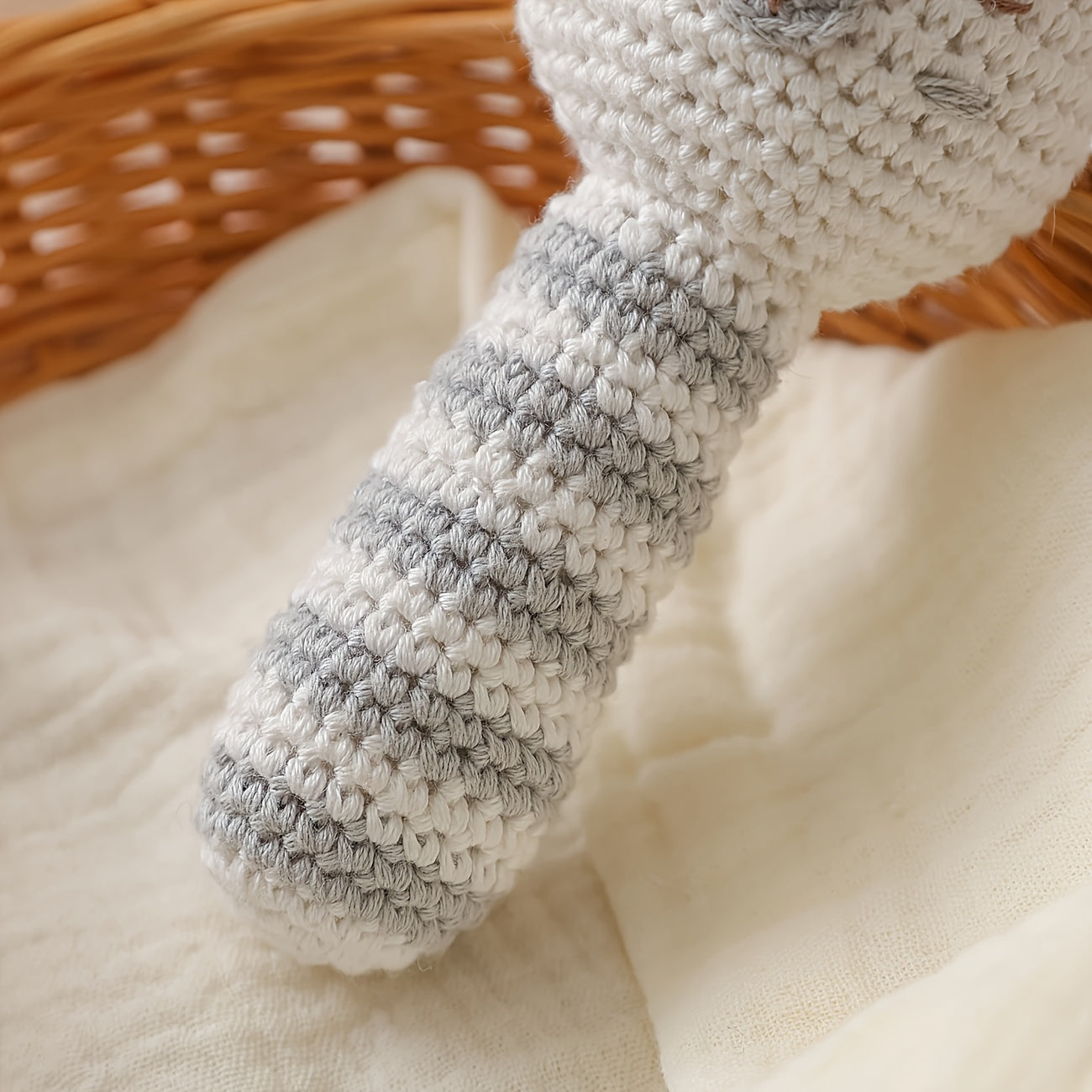 Crochet Rattle Teether Toy Knitted Rabbit Animal Doll with Bell