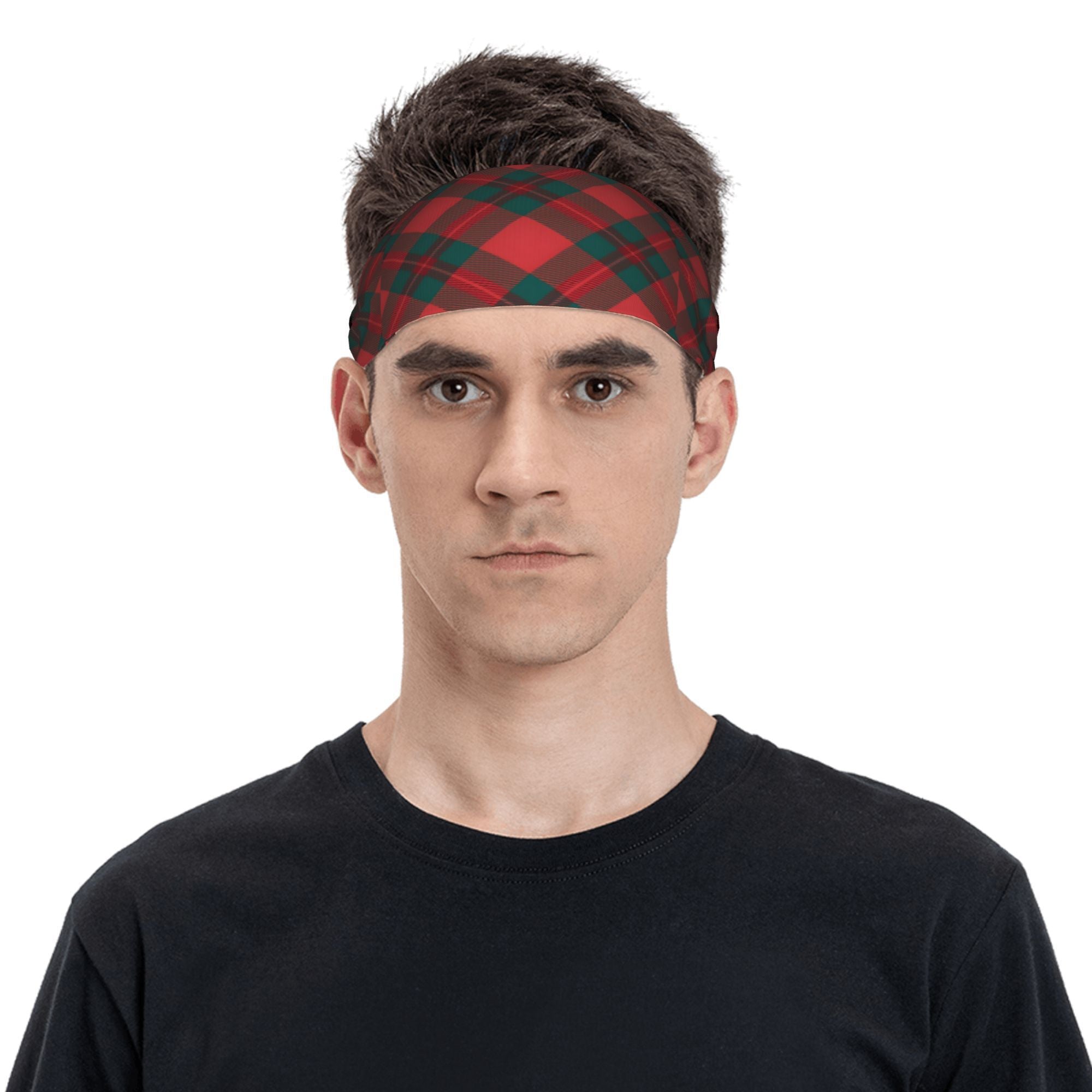 Vintage Plaid Headband Red Checkered Pattern Soft Fabric Adjustable Ear Loops