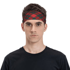 Vintage Plaid Headband Red Checkered Pattern Soft Fabric Adjustable Ear Loops