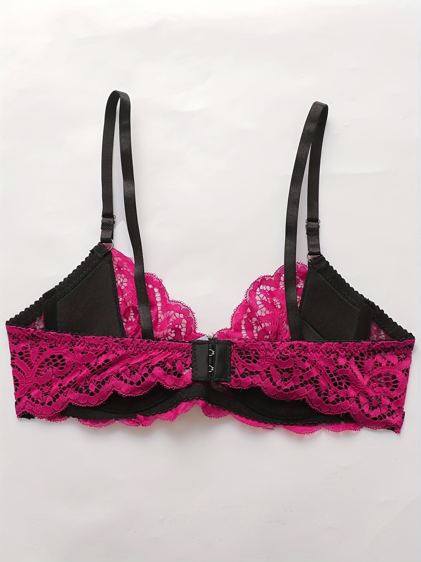 Lace Push Up Bra Scallop Trim Comfy & Breathable Women's Lingerie
