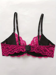 Lace Push Up Bra Scallop Trim Comfy & Breathable Women's Lingerie