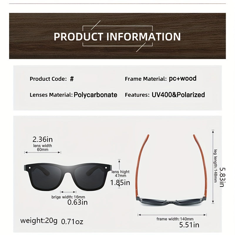 Men's Wooden Polarized Sunglasses UV Protection