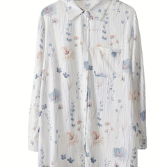 Floral Print Long Sleeve Button Up Blouse