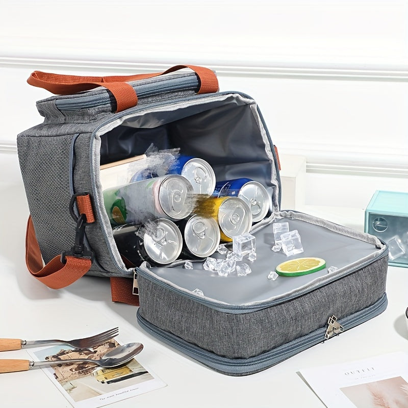 Double Layer Insulated Lunch Bag for Work Picnic School Travel