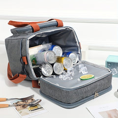 Double Layer Insulated Lunch Bag for Work Picnic School Travel