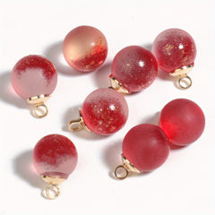 10pcs Golden Dot Frosted Round Bead Glass Charms DIY Jewelry Accessories