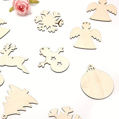 10pcs Wooden Crafts Christmas Snowflake Small Pendant DIY Wooden Chip