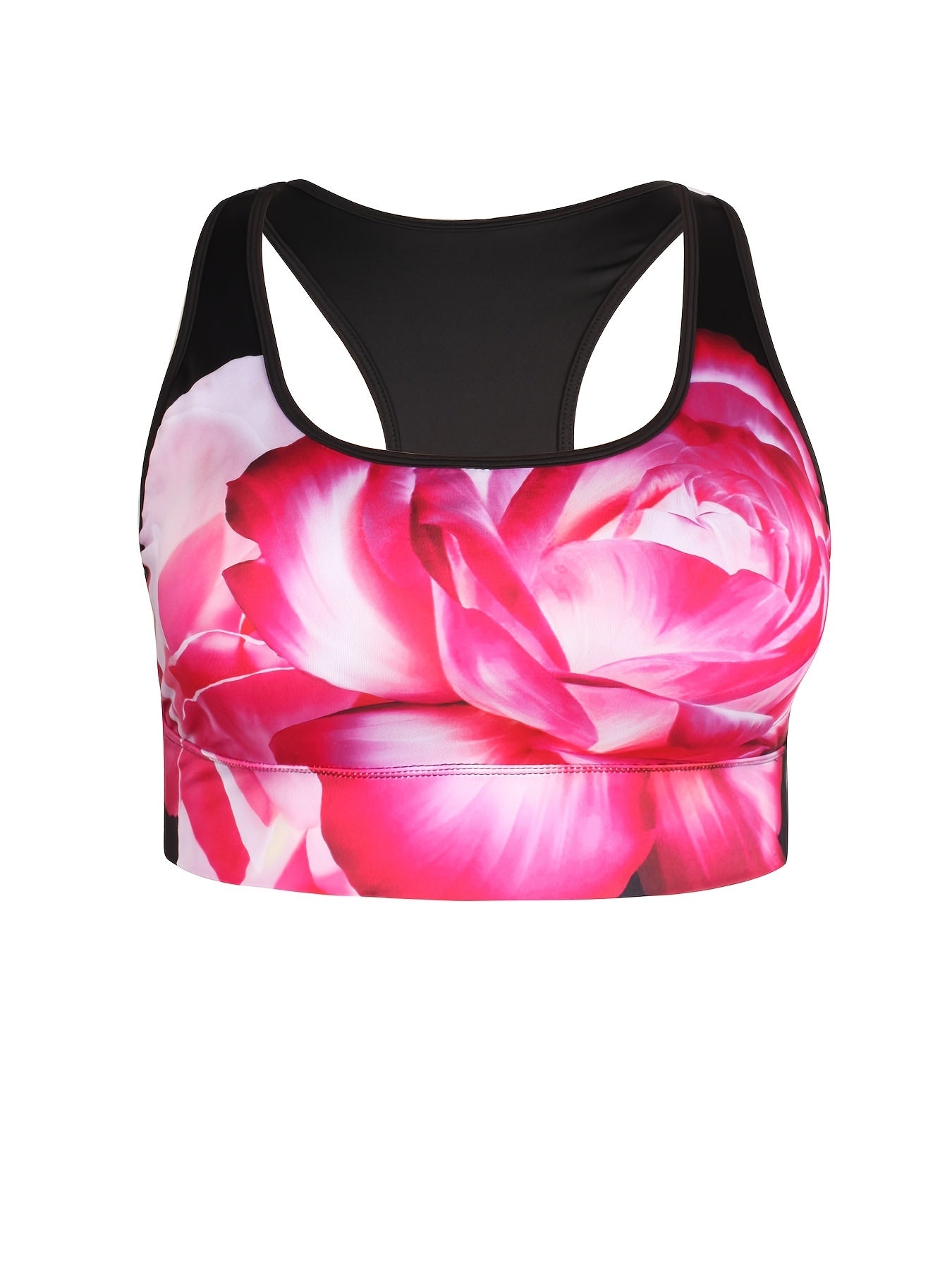 Floral Print Plus Size Racer Back Sports Bra for Women