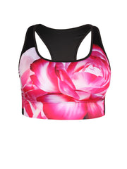 Floral Print Plus Size Racer Back Sports Bra for Women