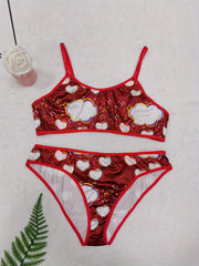 Plus Size Cloud & Heart Print Wireless Bralette & Brief Set