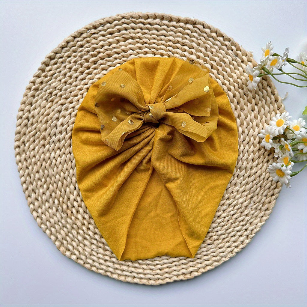 Baby Girls Bow Decor Cap Soft Head Wrap Head Accessories