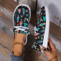 Women's Skateboard Shoes with Nutcracker Christmas Tree Wooden Horse Pattern