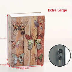 Large Simulation Butterfly Book Money Box with Key Lock