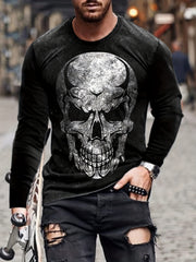 Skull 3D Print Men's Long Sleeve T-shirt Autumn Tees