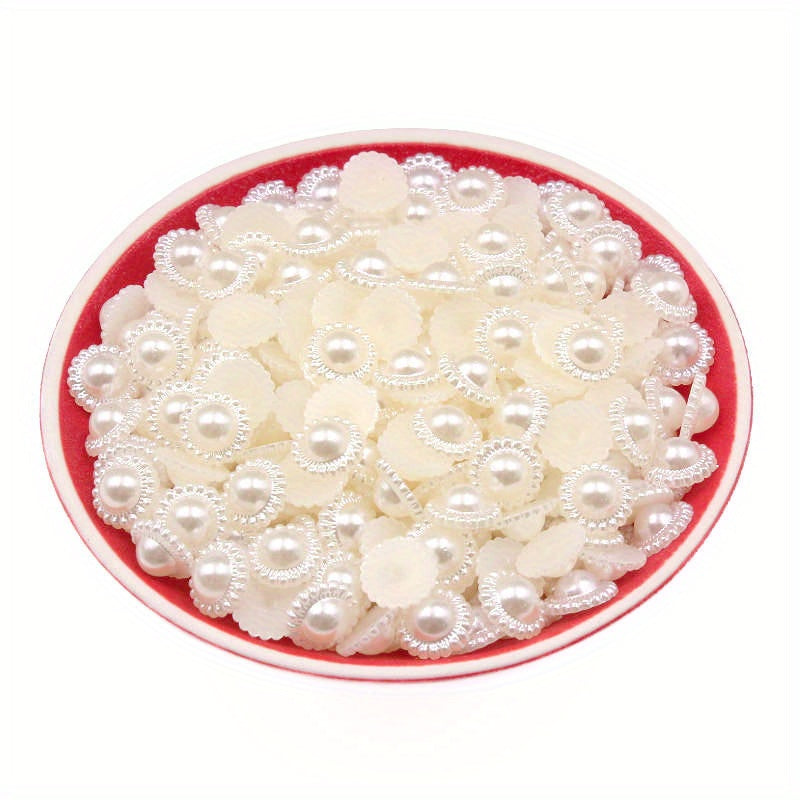 200Pcs Pearl Sunflower Flatback Beads Jewelry Making Crafts Decoration