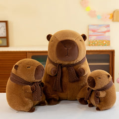 Capybara Plush Toy with Scarf Dark Brown