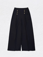Women's Plus Wide Leg Trousers High Rise Elastic Waist Loose Fit Pants