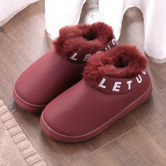 Women's Waterproof Plush Slipper Shoes Winter Warmth
