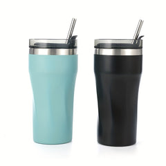 550ml Stainless Steel Reusable Coffee Cup with Straw