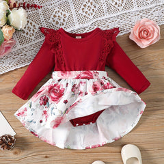Infant Baby Girls Floral Print Dress Romper