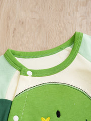 Cotton Dinosaur Pattern Stitching Long Sleeve Baby Bodysuit