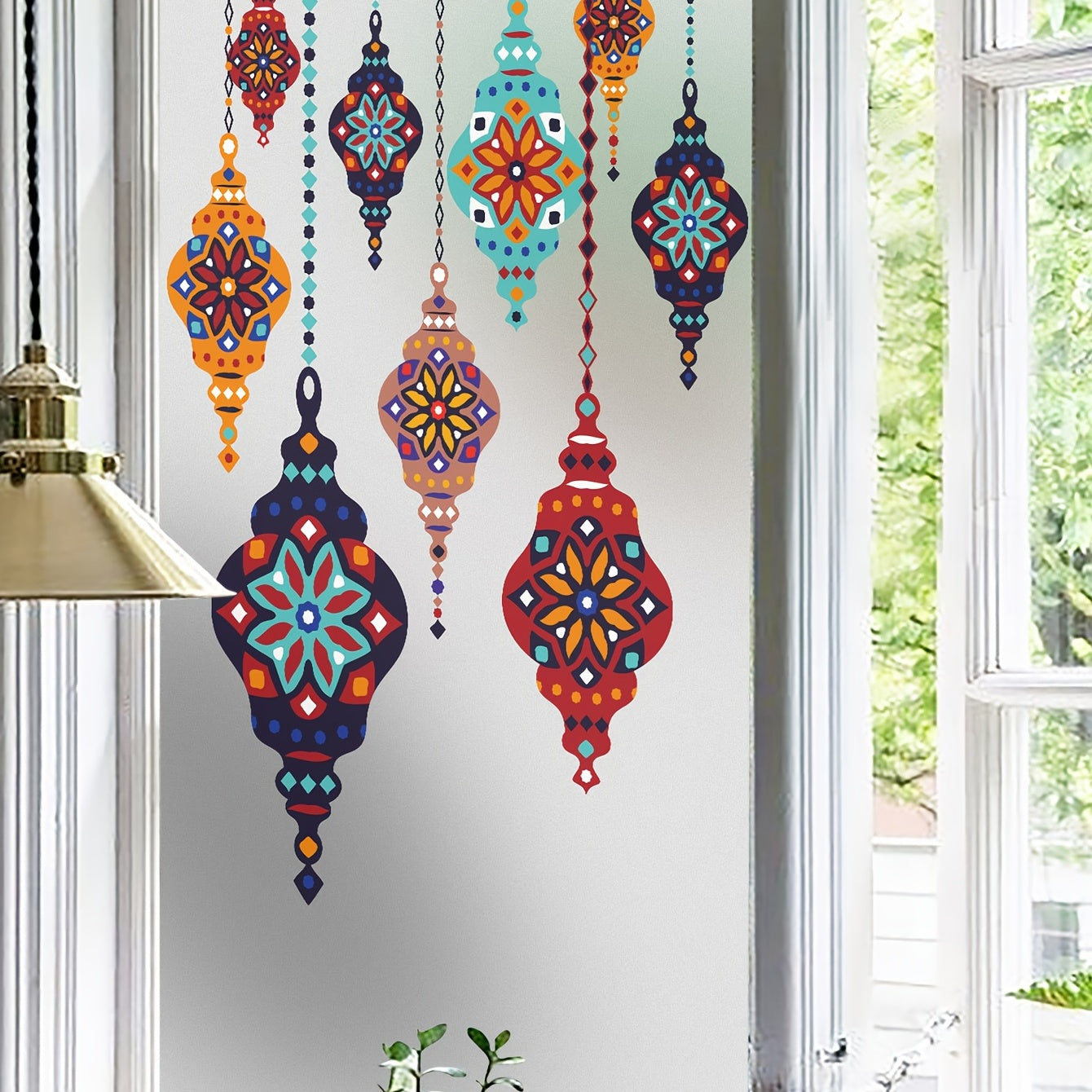 Vintage Pattern Retro Hanging Lamp Wall Sticker