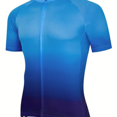 Men's Quick Dry Gradient Cycling Jersey with Back Pockets