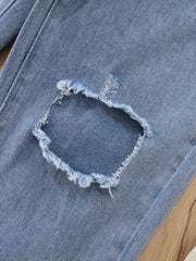 High Waist Tapered Ripped Jeans, Regular Fit