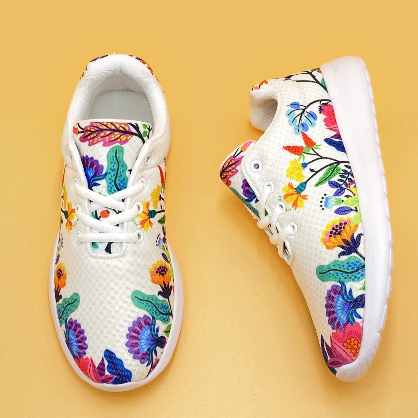 Floral Mesh Sneakers Breathable Running Walking Shoes Women's Footwear