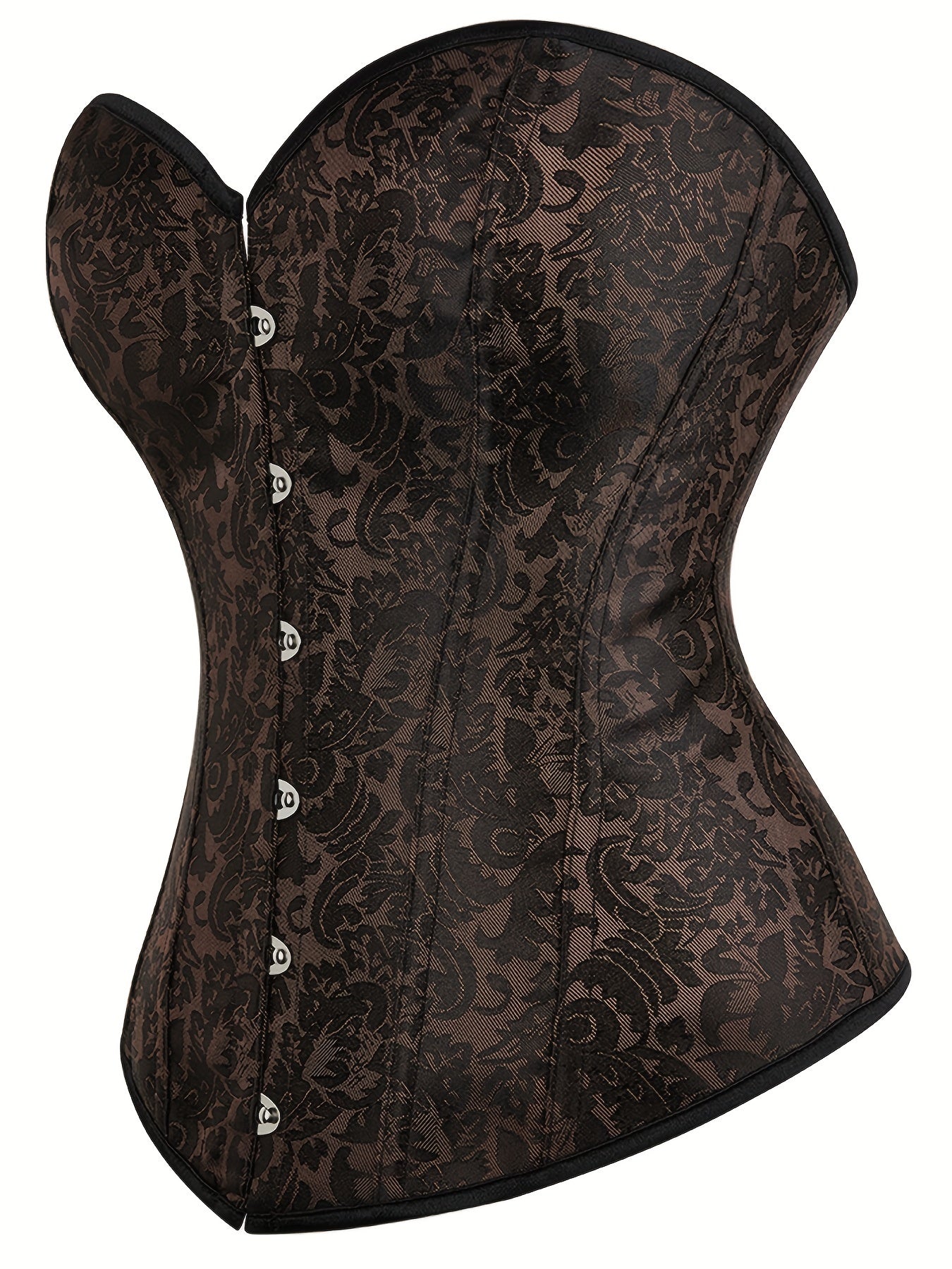 Floral Jacquard Grommet Lace Up Underbust Corset