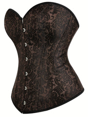 Floral Jacquard Grommet Lace Up Underbust Corset