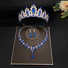 Crystal Bridal Tiara Crown Set Earrings Necklace Jewelry Women