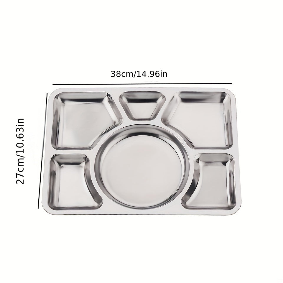 1pc Stainless Steel Dinner Plate for Easy Portion Control