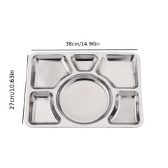 1pc Stainless Steel Dinner Plate for Easy Portion Control