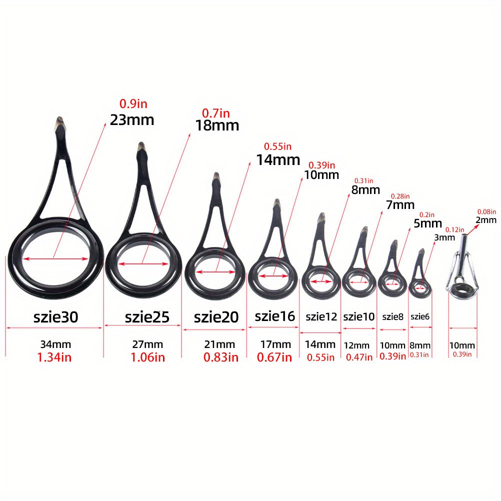 8pcs Stainless Steel Guide Rings for Lure Fishing Rods