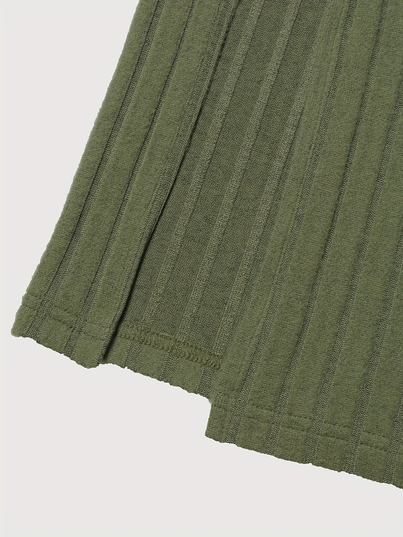 Ribbed Knit Side Split Skirt Casual Solid Every Skirt Women's Clothing