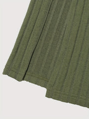 Ribbed Knit Side Split Skirt Casual Solid Every Skirt Women's Clothing