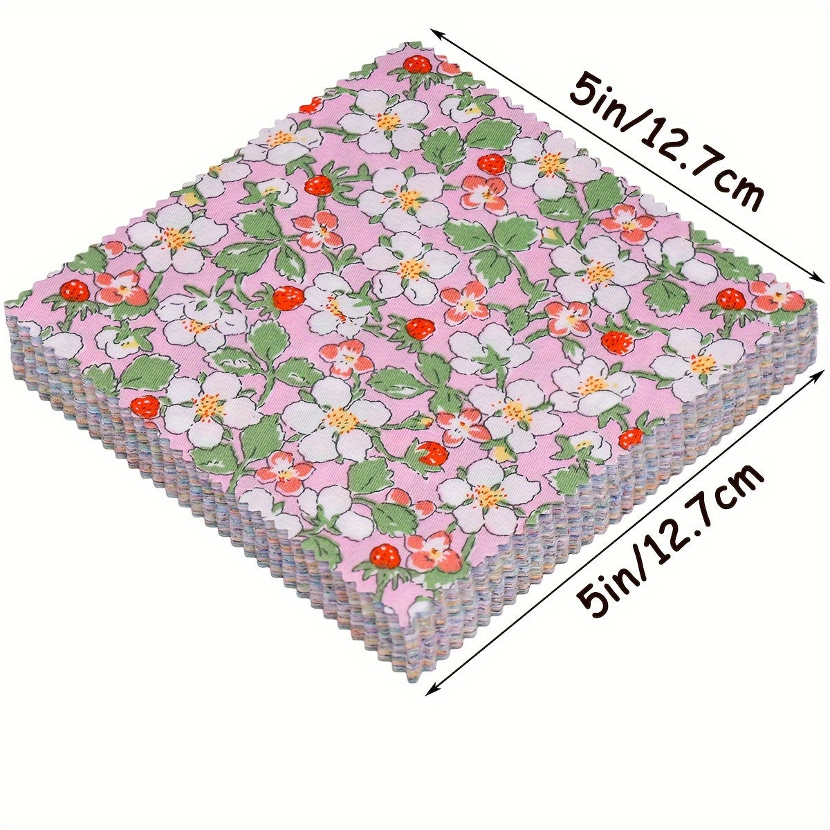 Pastoral Style Floral 42pcs Fabric Squares 5x5 Inches for Quilting and Crafts
